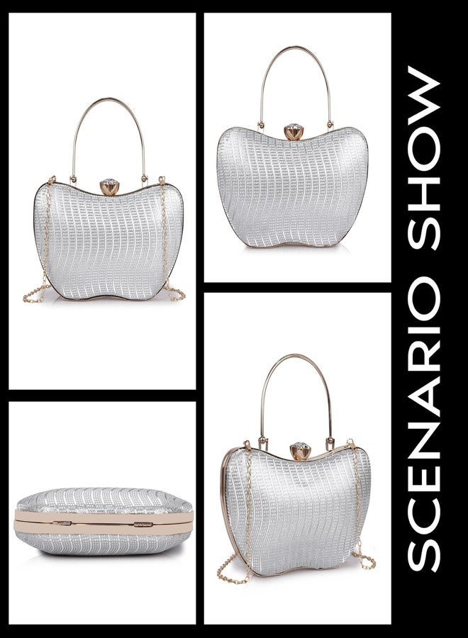 NORVE Women’s Premium Crystal Clutch Bag | Luxury Evening Shoulder bag with Metal Handle & Detachable Chain - Image 3