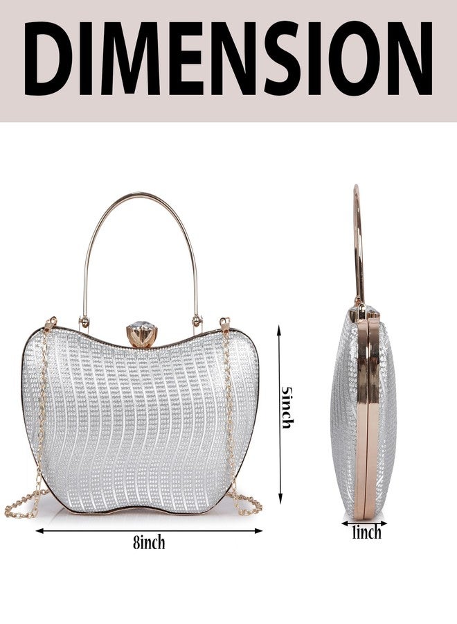 NORVE Women’s Premium Crystal Clutch Bag | Luxury Evening Shoulder bag with Metal Handle & Detachable Chain - Image 5