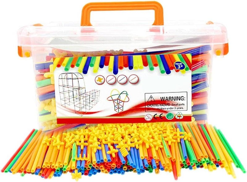 كلاراكو مجموعة بناء ضخمة من 500 قطعة من القش مع صندوق تخزين - Image 1