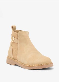 Flora Bella By Shoexpress Girls Ribbed High Cut Boots with Buckle Accent and Zip Closure  - Image 1