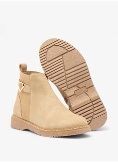 Flora Bella By Shoexpress Girls Ribbed High Cut Boots with Buckle Accent and Zip Closure  - Image 4