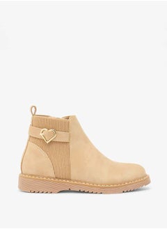 Flora Bella By Shoexpress Girls Ribbed High Cut Boots with Buckle Accent and Zip Closure  - Image 3