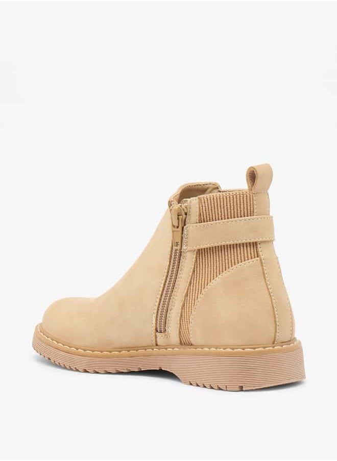 Flora Bella By Shoexpress Girls Ribbed High Cut Boots with Buckle Accent and Zip Closure  - Image 2