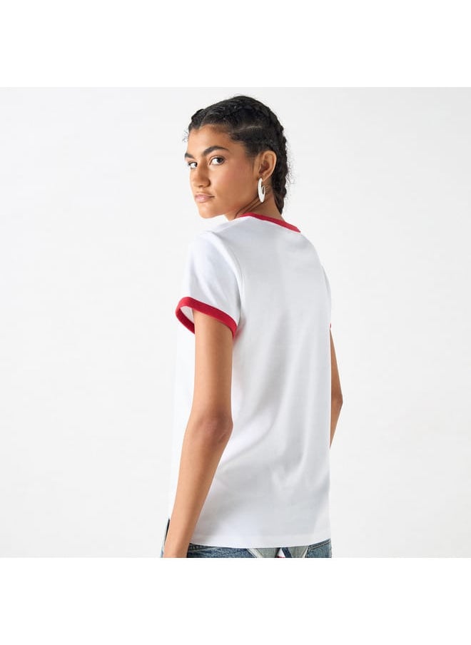 Lee Cooper Lee Cooper Printed Round Neck T-shirt with Short Sleeves  - Image 3
