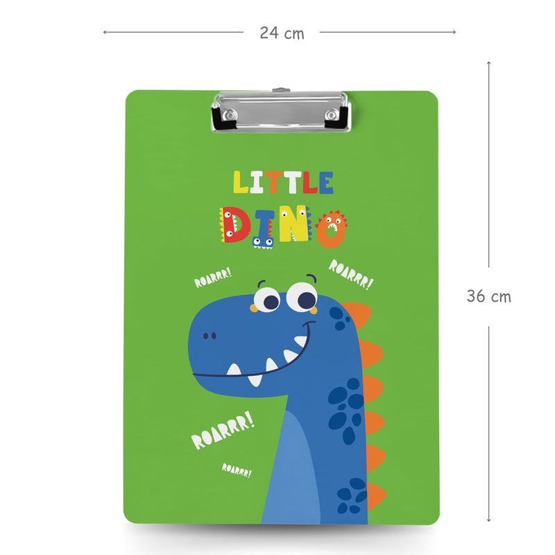 Articious لوحة رسم وكتابة واختبار مع مشبك (الحجم - 24x36 سم) متينة وخفيفة الوزن للمكتب والمدرسة والجامعة - ديناصور أخضر - Image 2