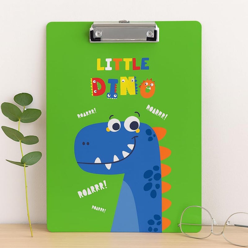 Articious لوحة رسم وكتابة واختبار مع مشبك (الحجم - 24x36 سم) متينة وخفيفة الوزن للمكتب والمدرسة والجامعة - ديناصور أخضر - Image 1