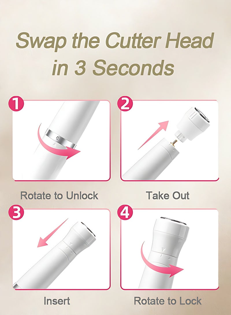 ONE AG ANT 4-in-1 Electric Hair Removal System for Women - Multi-Functional Epilator & Body Shaver for Face/Body/Bikini/Underarms | Waterproof Wet & Dry Use + 4 Interchangeable Heads  - Image 3