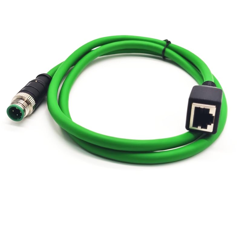 BOUUNCIY 656ft M12 4 Pin to RJ45 Industrial Ethernet Cable M12 4 Pin D Code Male to RJ45 Female Connector Cable High Flex Cat6 Shielded Field Wireable Cable Assembly for Automation Application 2Meter - Image 3