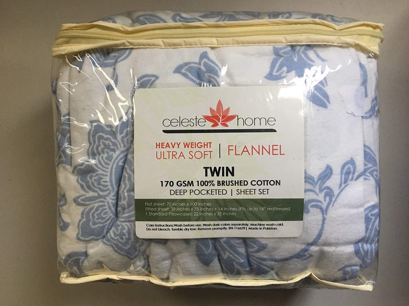 Celeste Home Ultra Soft Flannel Sheet Set with Pillowcase, Twin, Corsage - Image 2