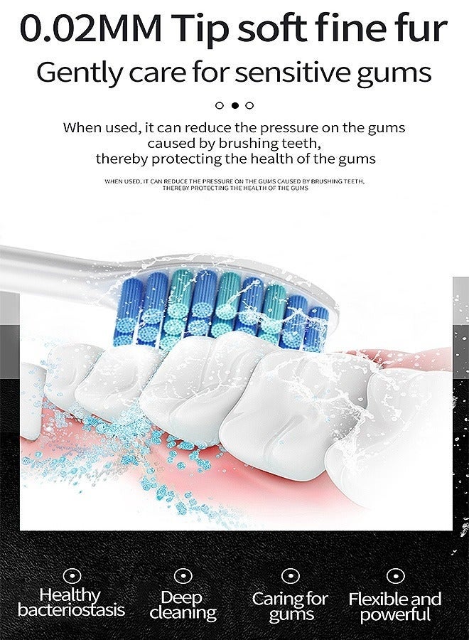 SahlTech Electric Toothbrush with 10 Brush Heads and Travel Case, Ultra Sonic Motor Toothbrush, 6 Modes and Built-in 2-Minute Smart Timer for Adults and Teenagers (White) - Image 3