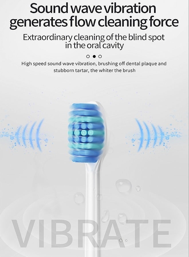 SahlTech Electric Toothbrush with 10 Brush Heads and Travel Case, Ultra Sonic Motor Toothbrush, 6 Modes and Built-in 2-Minute Smart Timer for Adults and Teenagers (White) - Image 4