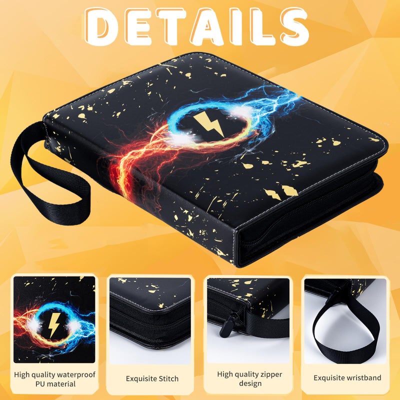Jravkfi 9 Pocket Trading Card Binder,900 Pockets Trading Card Collection Book with Sleevese,3-ring Zipper Sports Card Album with 50 Removable Double-Sided Card Holder (Black) - Image 2