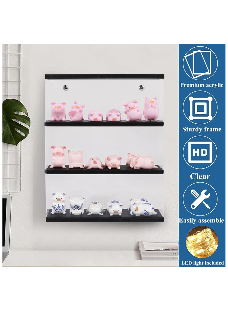 TPGP Acrylic Display Case Wall Mounted Funko POP Shelves, Clear Figure Showcase Display Cabinet with Sliding Door for Lego Collectibles Dustproof Display Box Black (11.8x3.3x14.8 inch)  - Image 2