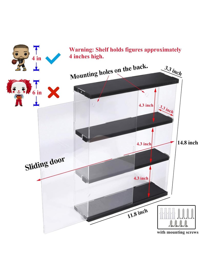 TPGP Acrylic Display Case Wall Mounted Funko POP Shelves, Clear Figure Showcase Display Cabinet with Sliding Door for Lego Collectibles Dustproof Display Box Black (11.8x3.3x14.8 inch)  - Image 3