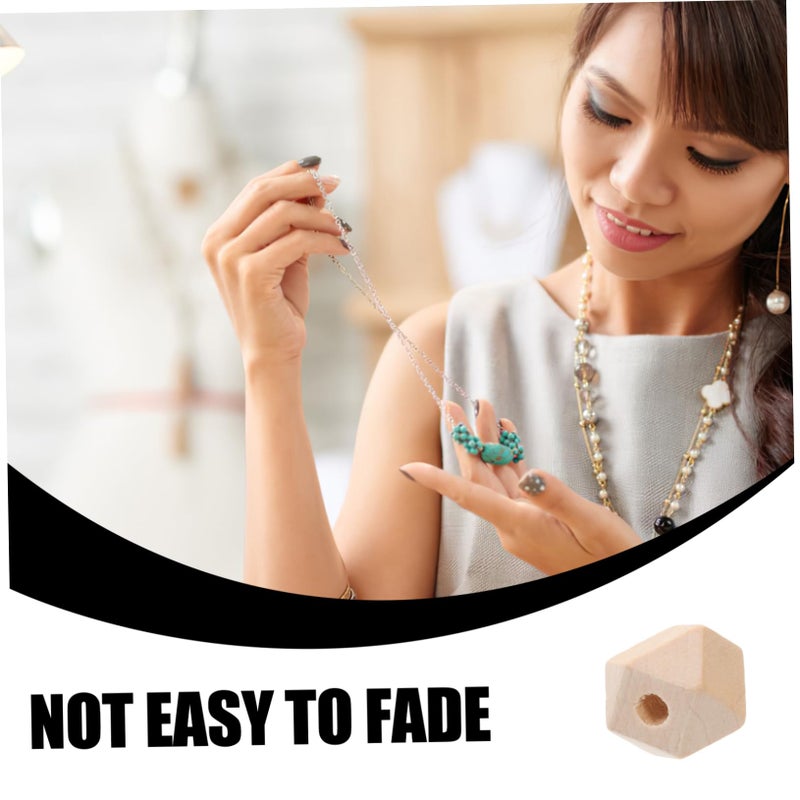 Natural Unfinished Wooden Beads 100pcs Octagonal Spacers for Jewelry Making Crafts - Image 4