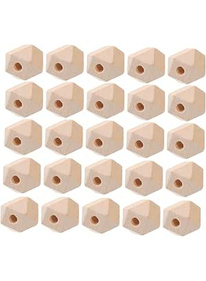 Natural Unfinished Wooden Beads 100pcs Octagonal Spacers for Jewelry Making Crafts - Image 1