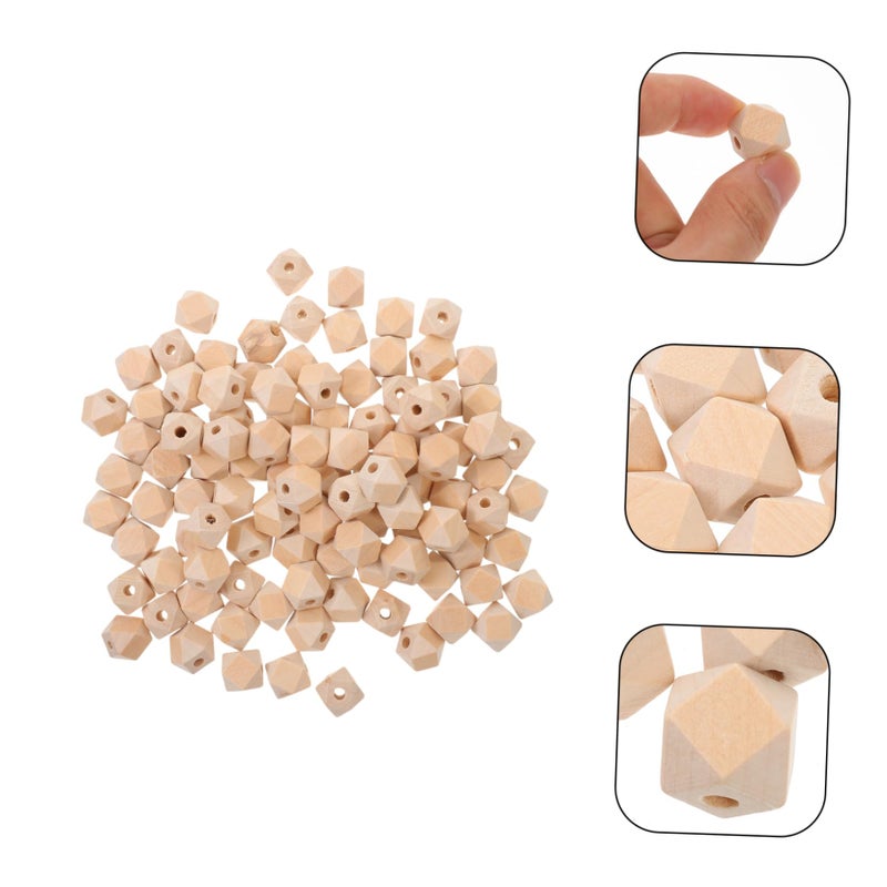 Natural Unfinished Wooden Beads 100pcs Octagonal Spacers for Jewelry Making Crafts - Image 3