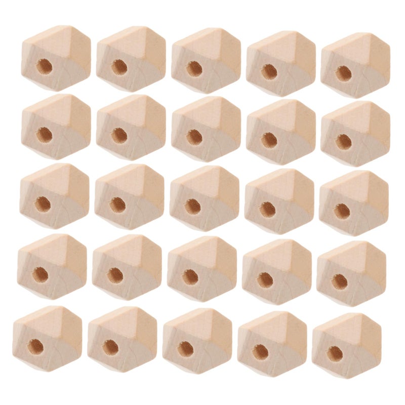 Natural Unfinished Wooden Beads 100pcs Octagonal Spacers for Jewelry Making Crafts - Image 2