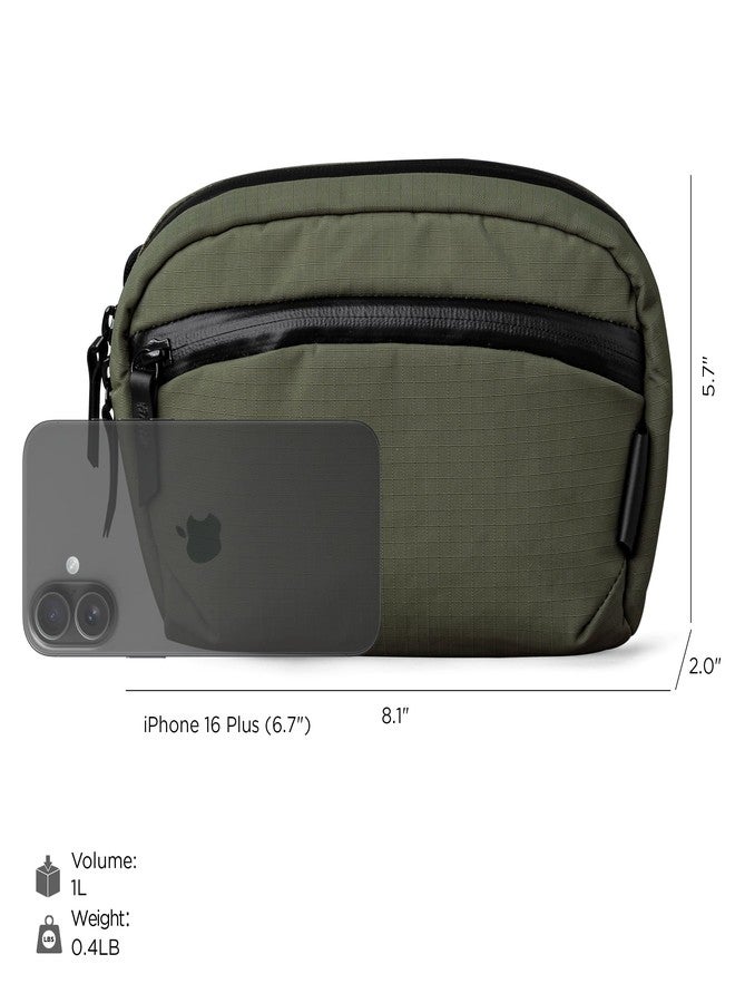 ALPAKA Flight Sling Bag 1L - Small Men's Crossbody Bag with Adjustable & Detachable Shoulder Strap - Tech Organizer Travel case, Weatherproof YKK Zipper, Compact Bag, Green Axoflux 210D - Image 2