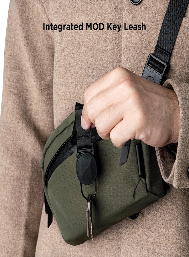 ALPAKA Flight Sling Bag 1L - Small Men's Crossbody Bag with Adjustable & Detachable Shoulder Strap - Tech Organizer Travel case, Weatherproof YKK Zipper, Compact Bag, Green Axoflux 210D - Image 3