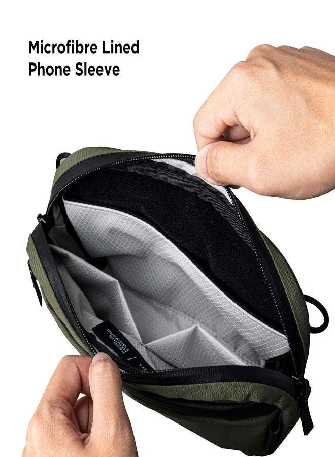 ALPAKA Flight Sling Bag 1L - Small Men's Crossbody Bag with Adjustable & Detachable Shoulder Strap - Tech Organizer Travel case, Weatherproof YKK Zipper, Compact Bag, Green Axoflux 210D - Image 4