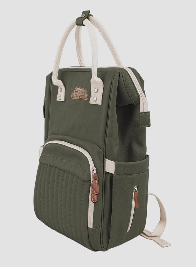Mi Arcus Diaper Bag Backpack – Multi-Functional, Maternity Travel Bag with Insulated Pockets- Olive Green - Image 2