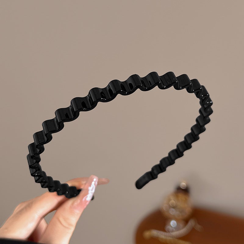 Generic 2024 Wave Texture Hair Hoop Women Elegant Accessory C2# Black-Fine Wave Hair Hoop 
