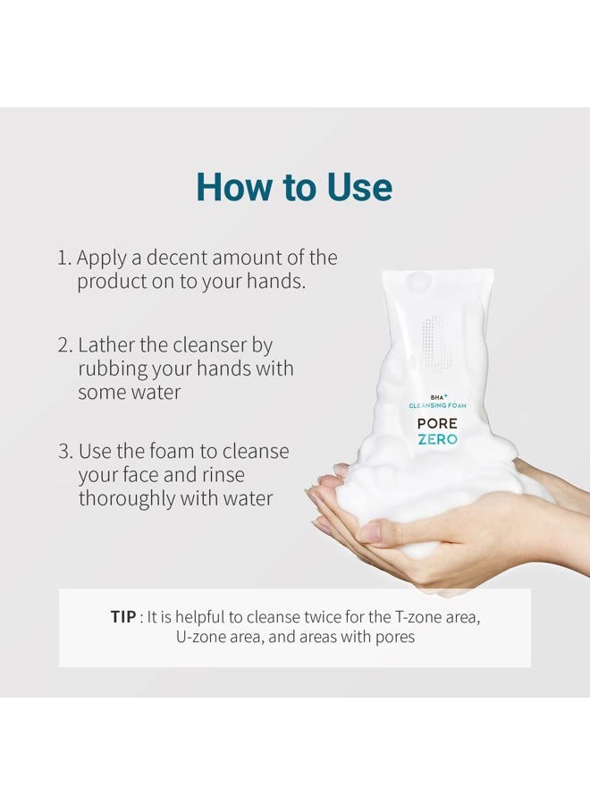 BE THE SKIN [كن بشرتك] رغوة تنظيف BHA+ صفر المسام 5.07 أونصة سائلة / 150 مل | غسول وجه للعناية بالمسام والتحكم في الزهم | للبشرة الحساسة والمختلطة - Image 5