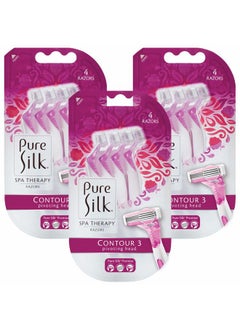 pure silk Contour 3 Premium Disposable Razor, 4 Count  - Image 1