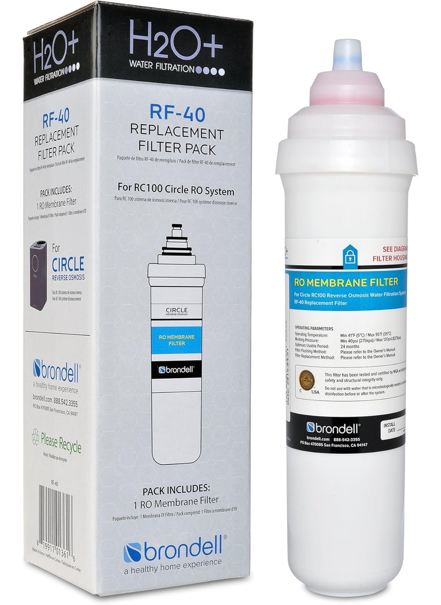 Brondell Brondell RF40 Membrane Water Filter Replacement for Circle Under Sink Reverse Osmosis Filtration System Lasts 6 Months  - Image 1