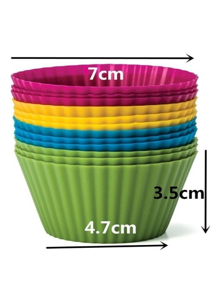 "صينية قوالب كب كيك  تيفال مستطيلة مجوفة  مع 12 قالب سيليكون مدور مقاوم للالتصاق وقابل لاعادة الاستخدام مناسب لصنع الكاب كيك، المافن، الفطائر والبراونيزو أنجلش كيك والمعمول و التشيز كيك و الخبز و البودينج آمن للاستخدام في الفرن وغسالة الأطباق - اداة طبخ اساسية للحصول علي مافن مثالي تاني صنية الكب كيك مع 12 قالب سيليكوني متعددة اللوان (ليس للون ثابت كما في الصورة ) - Image 5