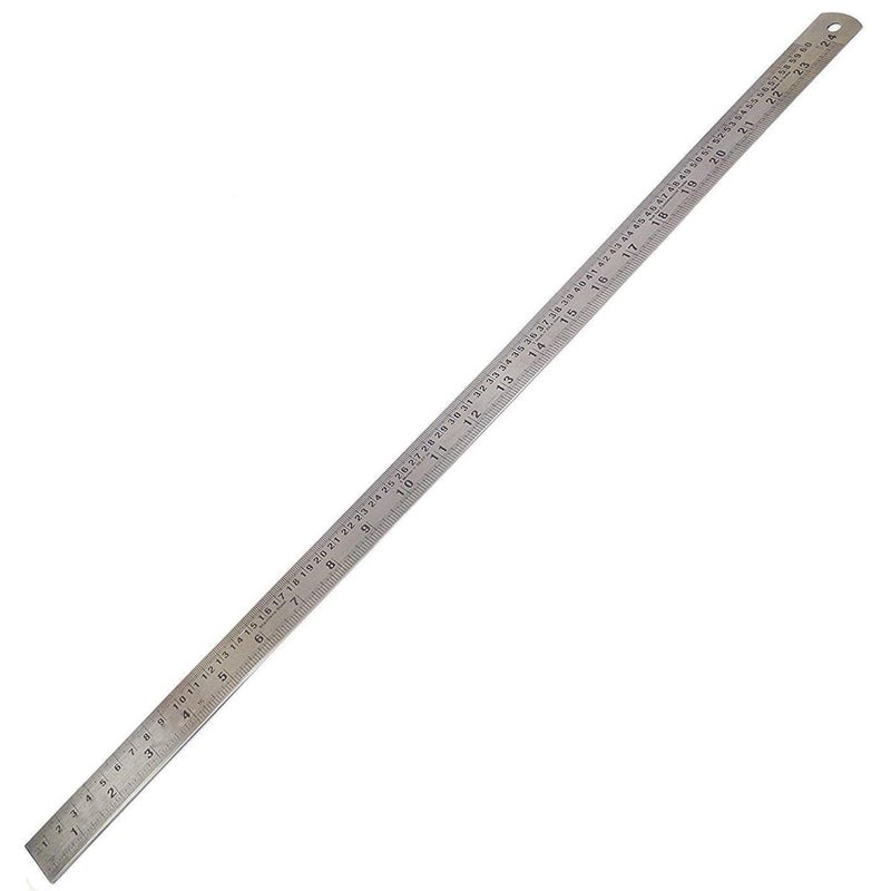 RACO Uken Stainless Steel Ruler | Heavy-Duty SS Scale with Conversion Table for School, Office, Home, Architects, Engineers, and Craft Supplies (24 inch, 60 cm) - Image 1