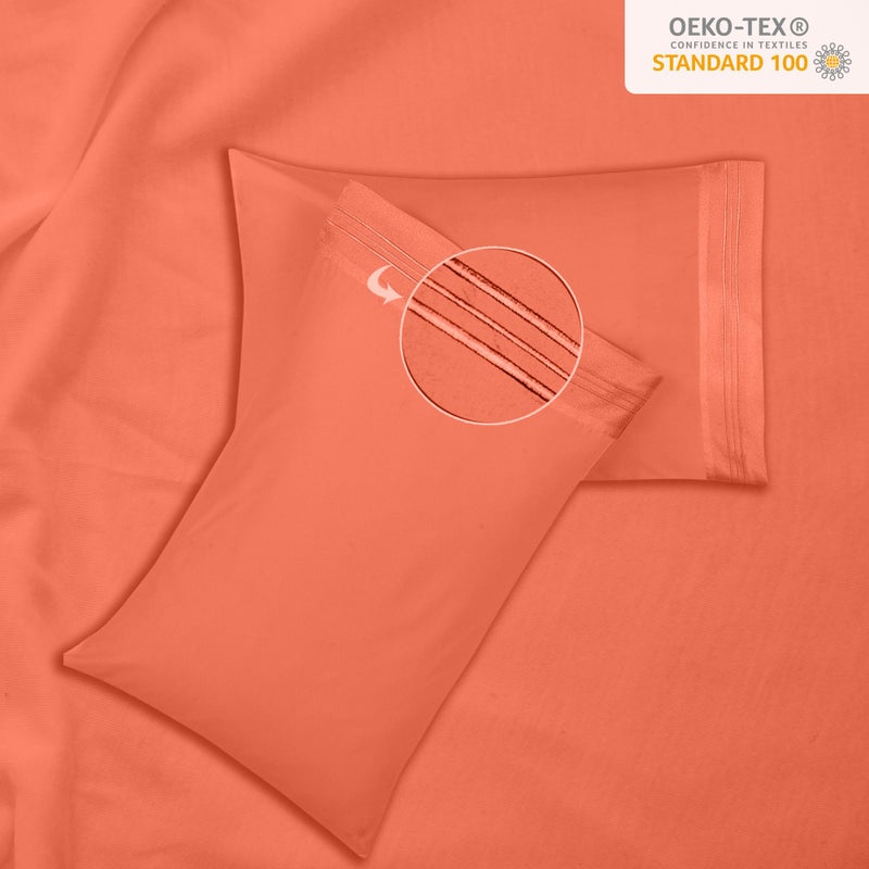ROYALE LINENS - 4 Piece California King Bed Sheet - Brushed Microfiber 1800 Bedding - 1 Fitted Sheet  1 Flat Sheet  2 Pillow case - Wrinkle & Fade Resistant Sheet Set (Coral  California King) - Image 4