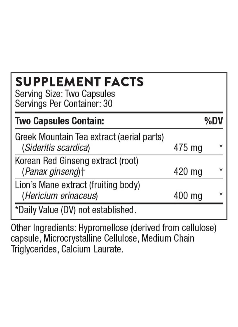 Thorne Ginseng Plus With Lion's Mane Dietary Supplement 60 Capsules  - Image 2