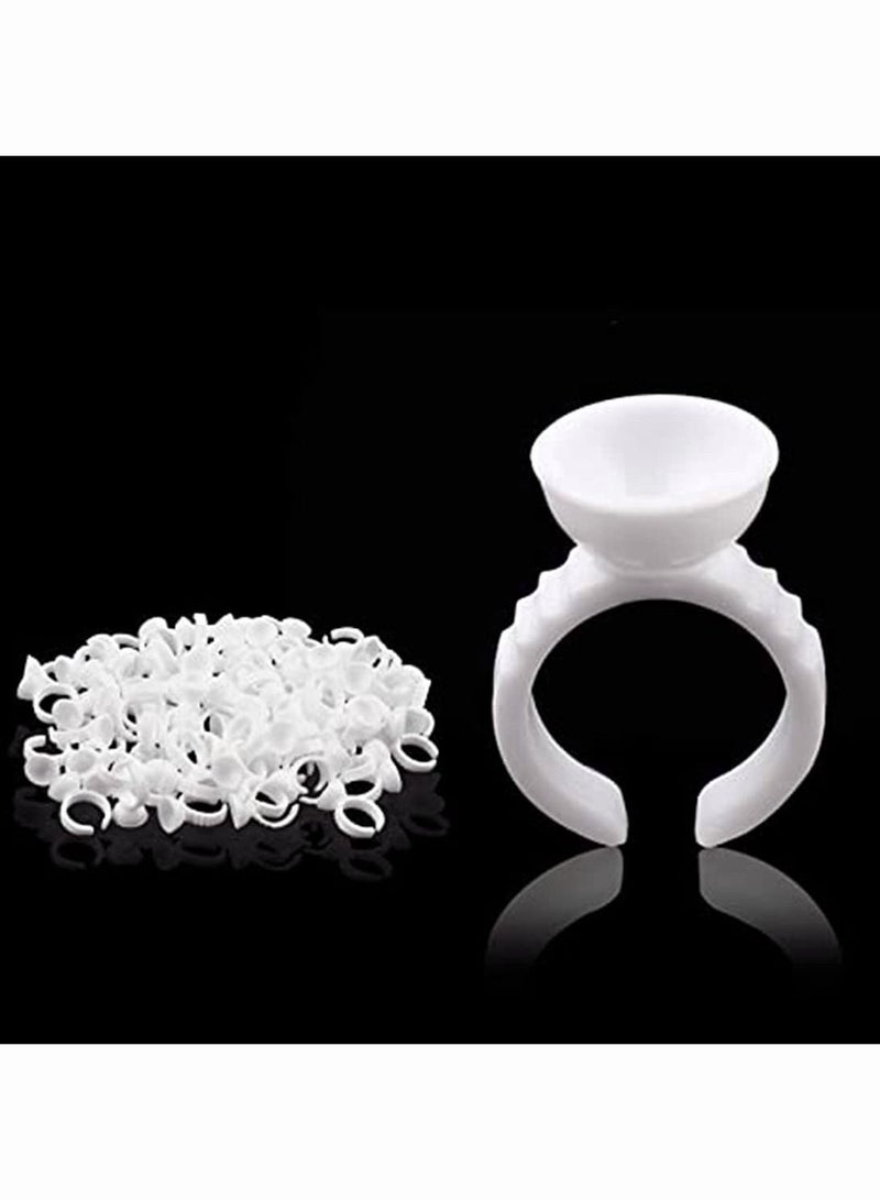 Bluejw 200 Pcs Glue Rings For Eyelash Extensions Cups Disposable Holder Plastic Ink Pigment Ring Adhesive Makeup Palette Extension Nail Art - Image 1