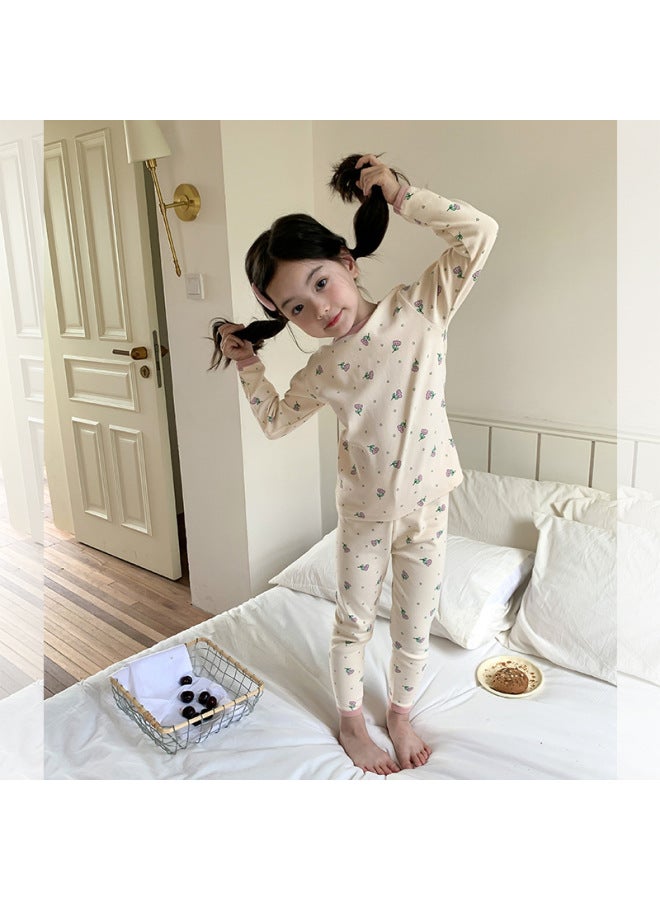 Men's Women's Children Baby Pajamas 270g Wool Spandex Homewear Korean Style Fashion Cartoon Thermal Underwear Set