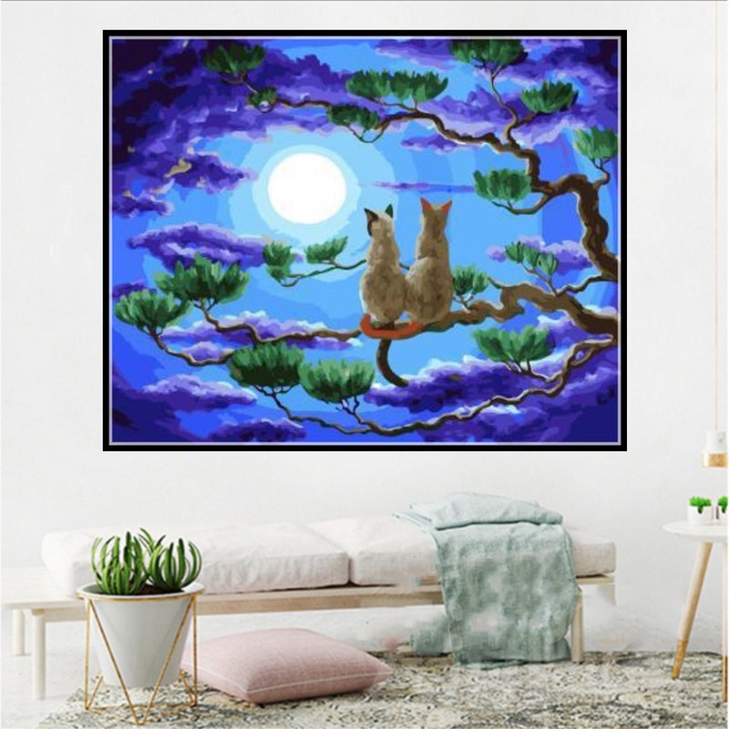 DIY 5D Diamond Painting W028 Cat on the Tree 40X30 Full Drill Crystal Rhinestone Embroidery Paintings Arts Craft for Home Wall Decor - Image 1