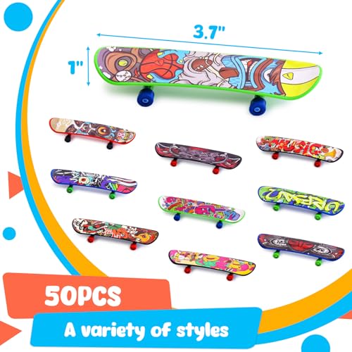 POPLAY 50PCS Mini Finger Skateboards, Finger Boards Toy Mini Skateboard for Kids Party Favors, Birthday Goodie Bag Stuffers, Classroom Prizes Exchange Gifts - Image 2