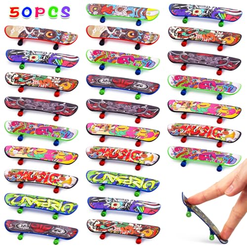 POPLAY 50PCS Mini Finger Skateboards, Finger Boards Toy Mini Skateboard for Kids Party Favors, Birthday Goodie Bag Stuffers, Classroom Prizes Exchange Gifts - Image 1