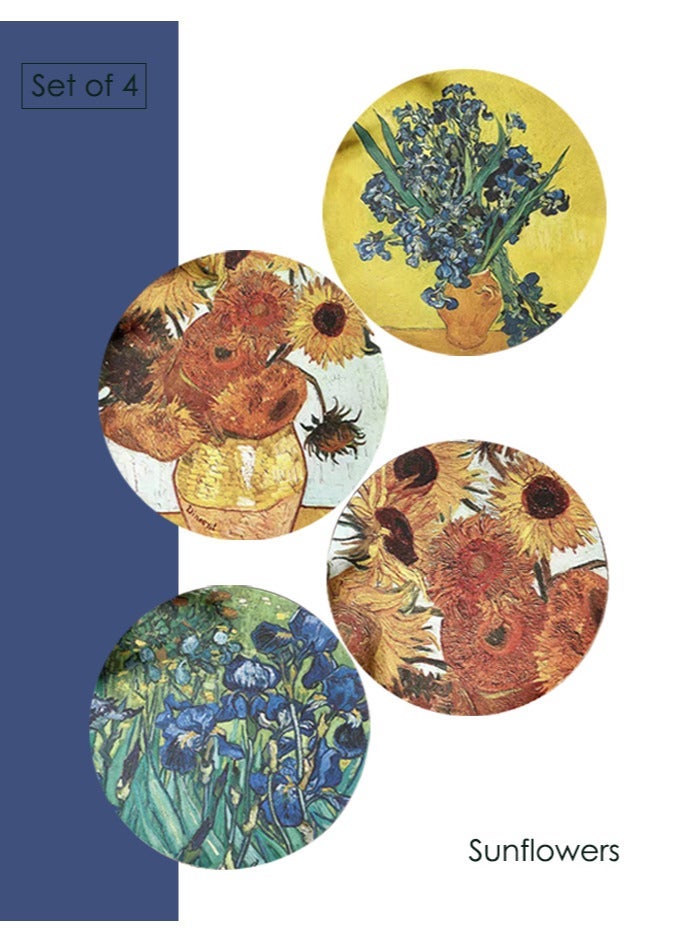 مجموعة من 4 جلد زائف كوب الزجاج حامل كوب القهوة مكان حصيرات غير انزلاق الحرارة بقعة مقاومة كوستر مجموعة في الهواء الطلق طاولة حصيرات داخلية Placemats لتناول الطعام في المطبخ، 17.3cm Dia - Image 4