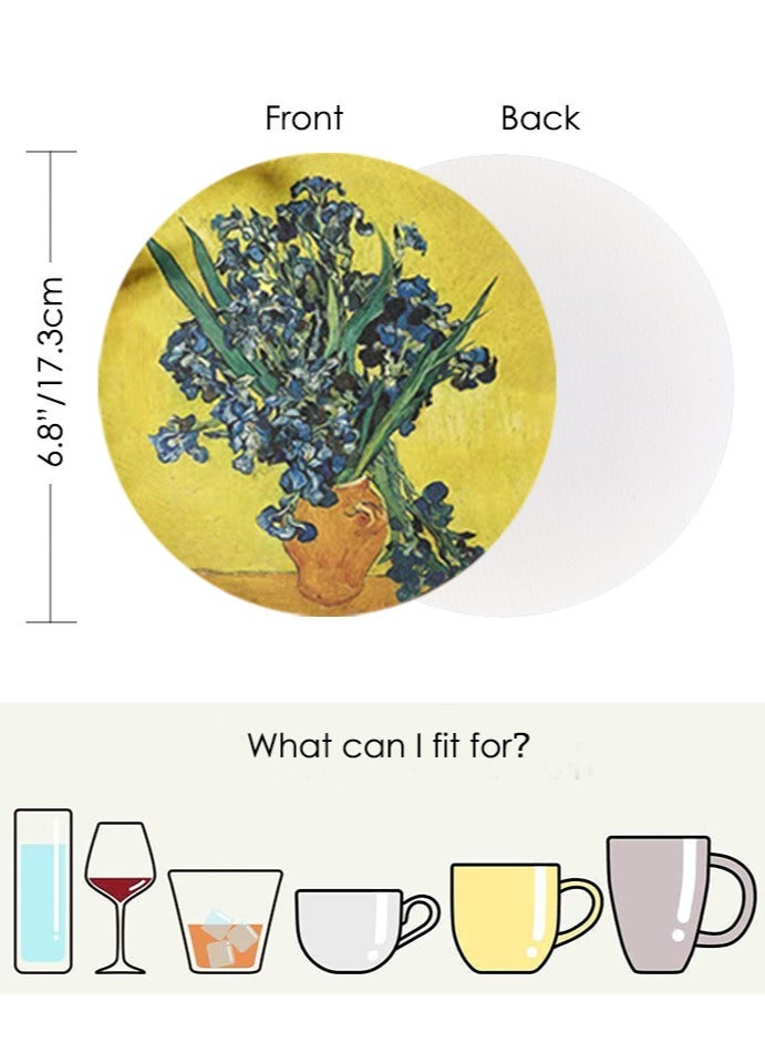 مجموعة من 4 جلد زائف كوب الزجاج حامل كوب القهوة مكان حصيرات غير انزلاق الحرارة بقعة مقاومة كوستر مجموعة في الهواء الطلق طاولة حصيرات داخلية Placemats لتناول الطعام في المطبخ، 17.3cm Dia - Image 2