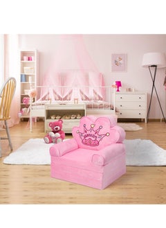 Kids Couch Fold Out Toddler Chairs for Girls Sectional Baby Sofa Princess Chair for Bedroom Children's 2 in 1 Convertible Sofa to Lounger