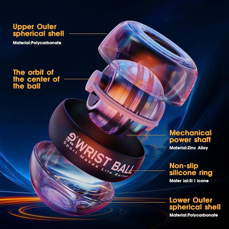 JIN BD Wrist Trainer Ball Auto-Start Gyroscopic Forearm Exerciser Gyro Ball for Strengthen Arms, Fingers, Bones and Muscles - Image 3