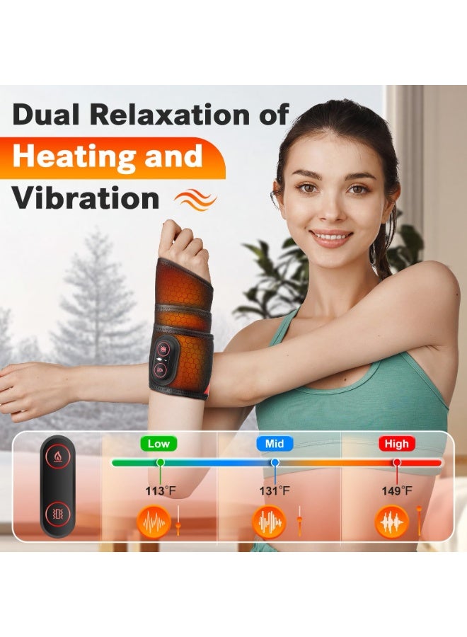 Cordless Wrist Heating Pad Wrap with Vibration, Rechargeable Heated Wrist Brace for Hand Pain Relief Red Light Heating Pad for Women and Men Wrist, Hand, Arm, Leg, Ankle - Image 2