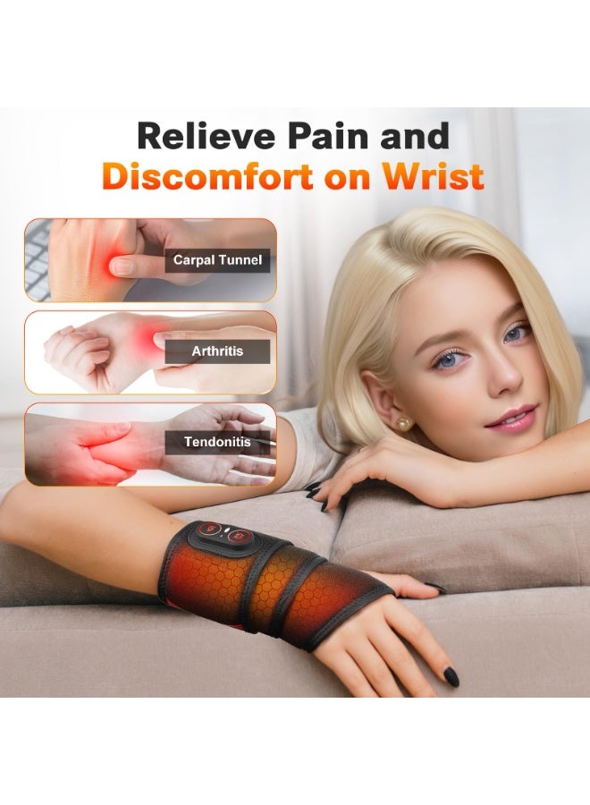Cordless Wrist Heating Pad Wrap with Vibration, Rechargeable Heated Wrist Brace for Hand Pain Relief Red Light Heating Pad for Women and Men Wrist, Hand, Arm, Leg, Ankle - Image 4