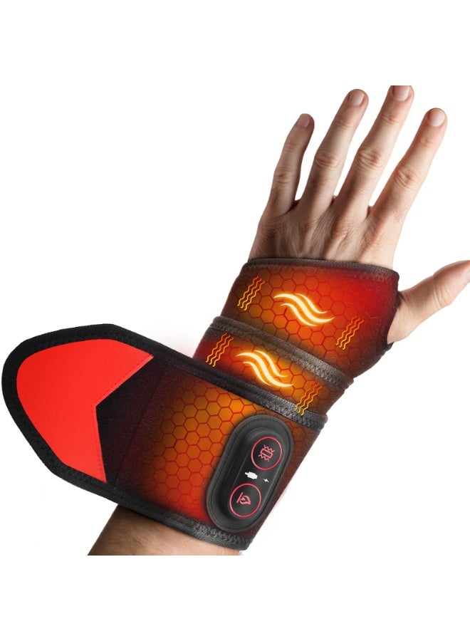 Cordless Wrist Heating Pad Wrap with Vibration, Rechargeable Heated Wrist Brace for Hand Pain Relief Red Light Heating Pad for Women and Men Wrist, Hand, Arm, Leg, Ankle - Image 1