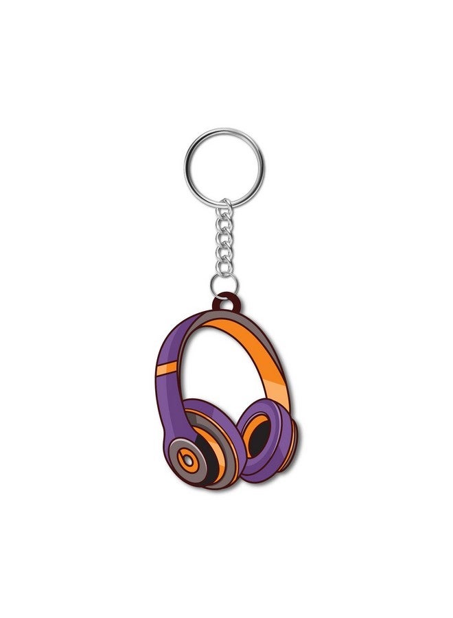 Bhai Please Headphone Wooden Keychain For Car, Bike, Office, Home (Pack Of 1) Multicolour Key Chain With Ring | Gift For Men, Women, Girls, Boys, Him And Her,Multi-Coloured - Image 1