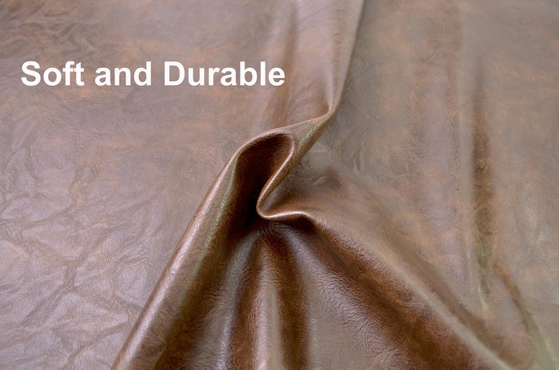 Bobeey 1 Yards 54" x 36" Dark Brown Faux Leather Fabric Distressed Crazy Horse Soft Fake Leather Fabric by The Yard Dark Brown Upholstery Vinyl for Sofa Bags Chairs Car Seats DIY Crafts - Image 3