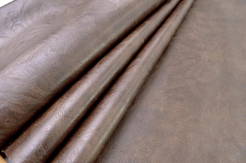 Bobeey 1 Yards 54" x 36" Dark Brown Faux Leather Fabric Distressed Crazy Horse Soft Fake Leather Fabric by The Yard Dark Brown Upholstery Vinyl for Sofa Bags Chairs Car Seats DIY Crafts - Image 2