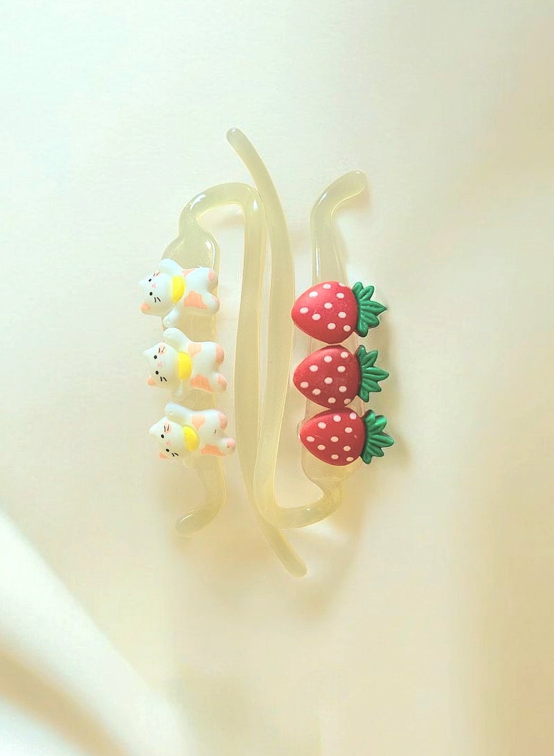 Pack of 2 Banana Hair Clips For Girls Pony Tail Hairstyle - Image 1